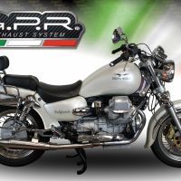 Escape compatível com Moto Guzzi California 1100 Special-Stone-Sport-Ev-Alu 1997-2002, Vintacone, Par de silenciosos de escape homologadas, com db killer removível e tubos de ligação específicos 