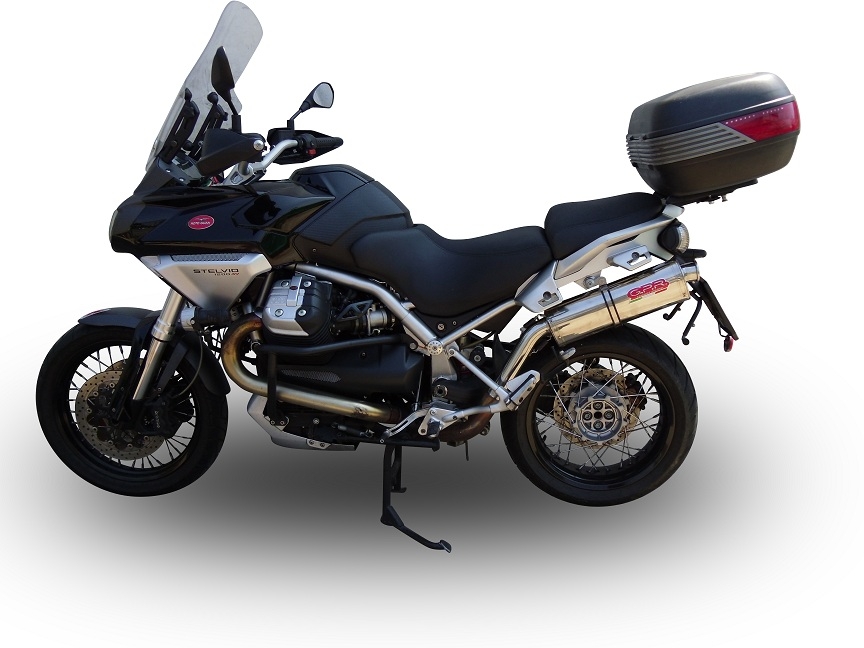 Escape compatível com Moto Guzzi Stelvio 1200 8V 2011-2017, Trioval, Escape legal, homologado, silenciador com db killer removível e tubo de ligação específico 