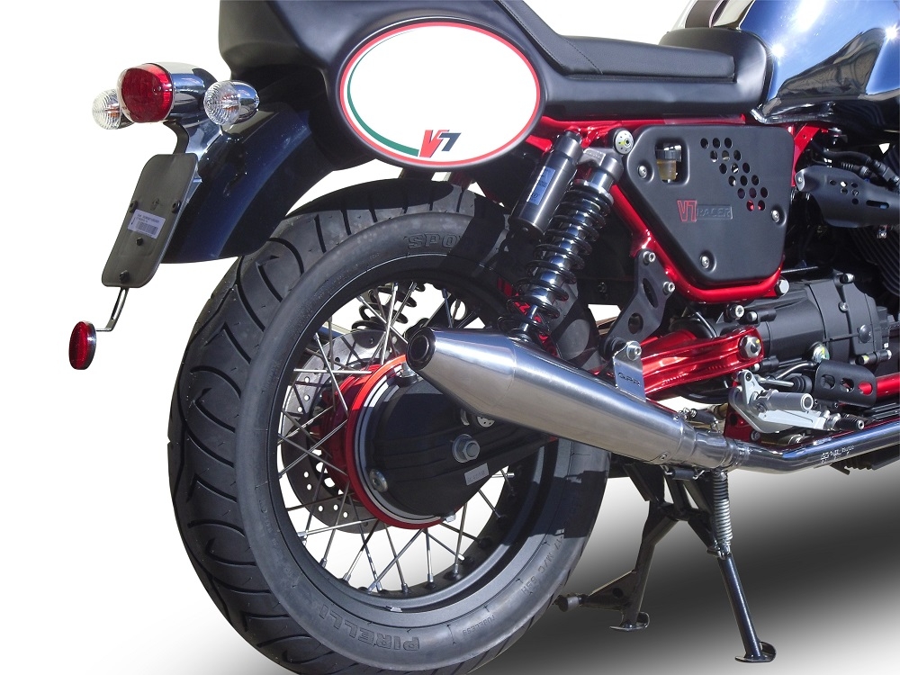 Escape compatível com Moto Guzzi V7 (I - II) Racer 2010-2016, Vintacone , Par de terminais de exaustão aprovados, com db killer removível, catalisadores e tubo de conexão específico 