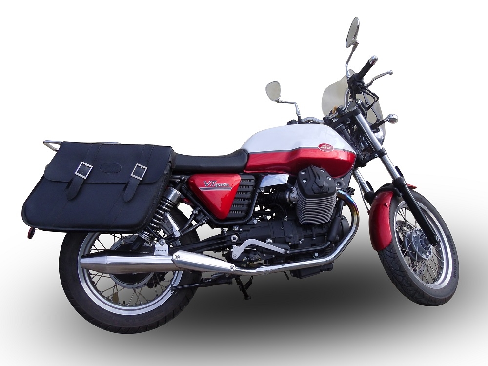 Escape compatível com Moto Guzzi V7 (I - II) - Stone - Special 2012-2016, Vintacone , Par de terminais de exaustão aprovados, com db killer removível, catalisadores e tubo de conexão específico 