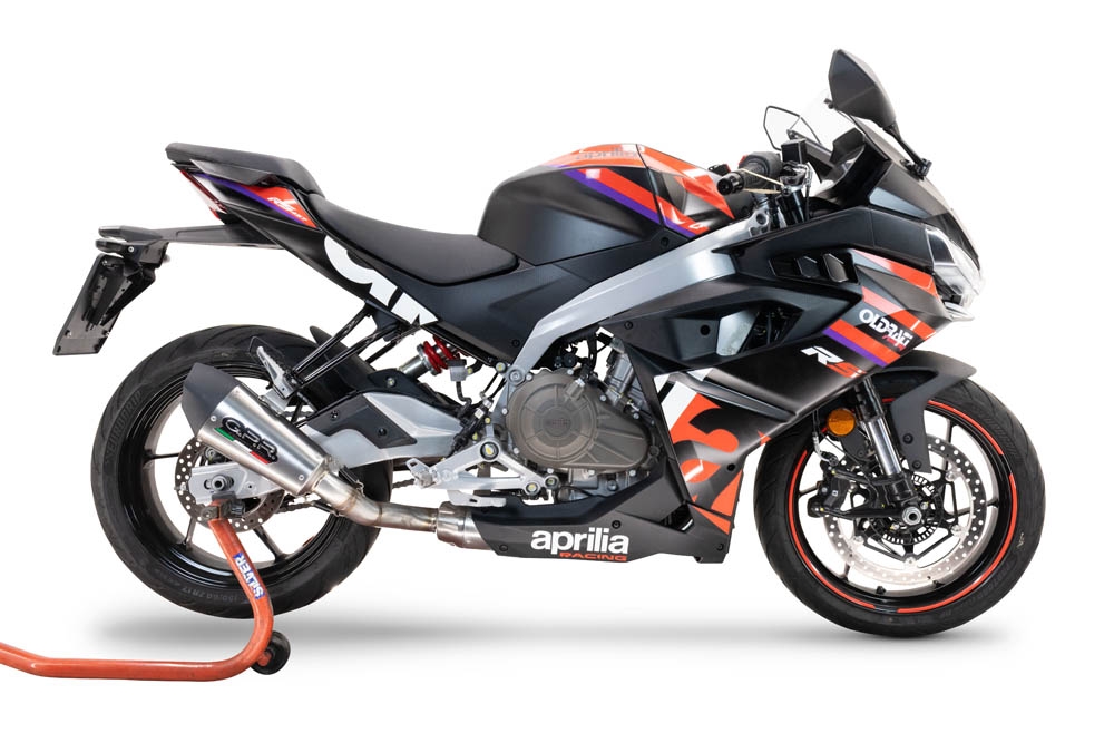 Escape compatível com Aprilia RS 457 2024-2025, GP Evo4 Titanium, Sistema homologado com catalisador linha completa, silencioso mais coletor 