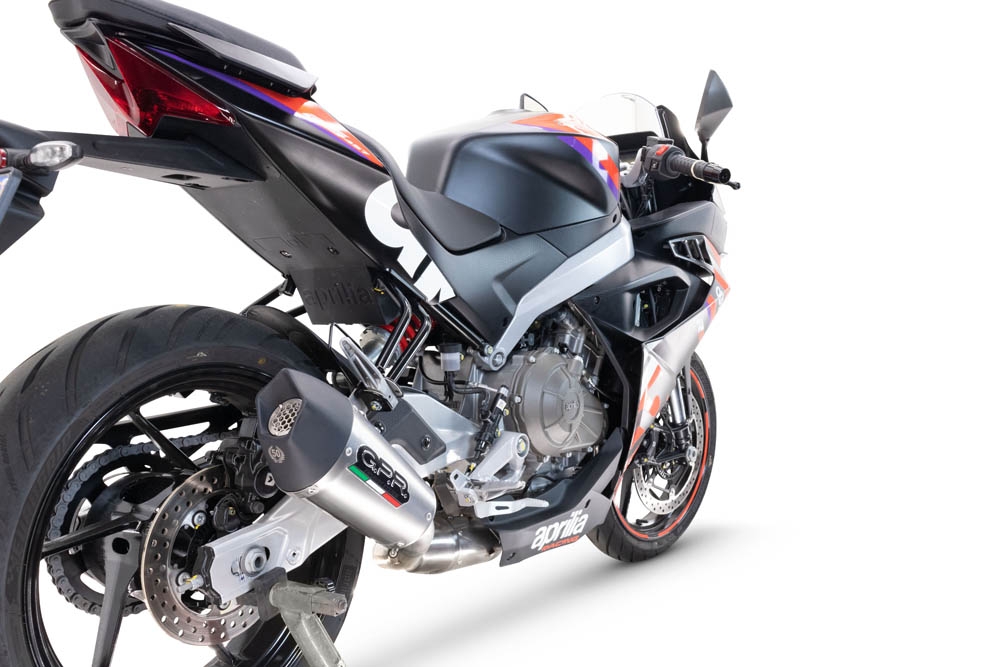 Escape compatível com Aprilia RS 457 2024-2025, Gpe Ann. titanium, Escape racing linha completa, silencioso mais coletor com dbkiller, não homologado 