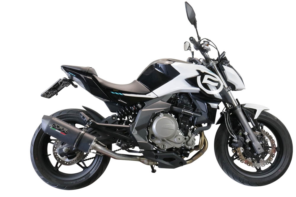 Escape compatível com Cf Moto 400 NK 2021-2023, Furore Evo4 Nero, Escape legal, homologado, silenciador com catalisador, db killer removível e tubo de ligação específico 