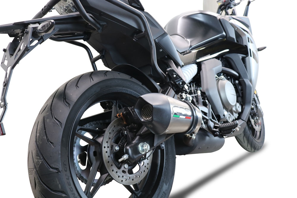 Escape compatível com Cf Moto 650 Gt 2022-2024, GP Evo4 Titanium, Escape legal, homologado, silenciador com db killer removível e tubo de ligação específico 