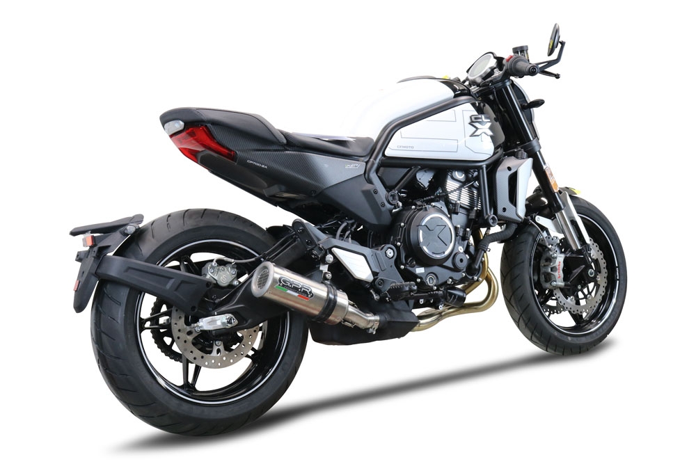 Escape compatível com Cf Moto 700 CL-X Sport 2022-2024, M3 Titanium Natural, Escape legal, homologado, silenciador com db killer removível e tubo de ligação específico 