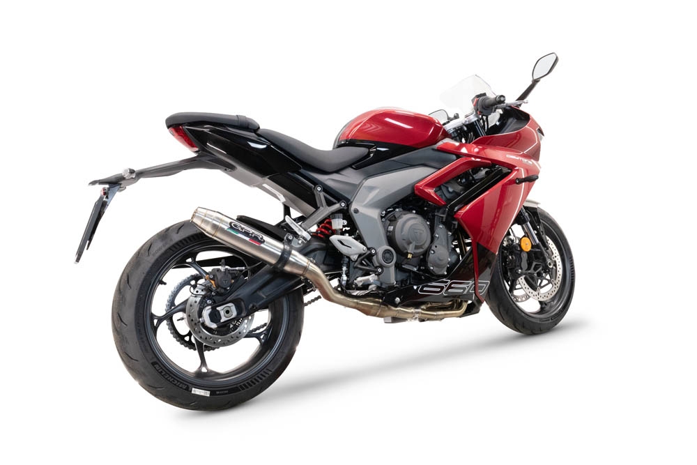 Escape compatível com Triumph Daytona 660 2023-2025, Deeptone Inox, Escape racing linha completa, silencioso mais coletor com dbkiller, não homologado 