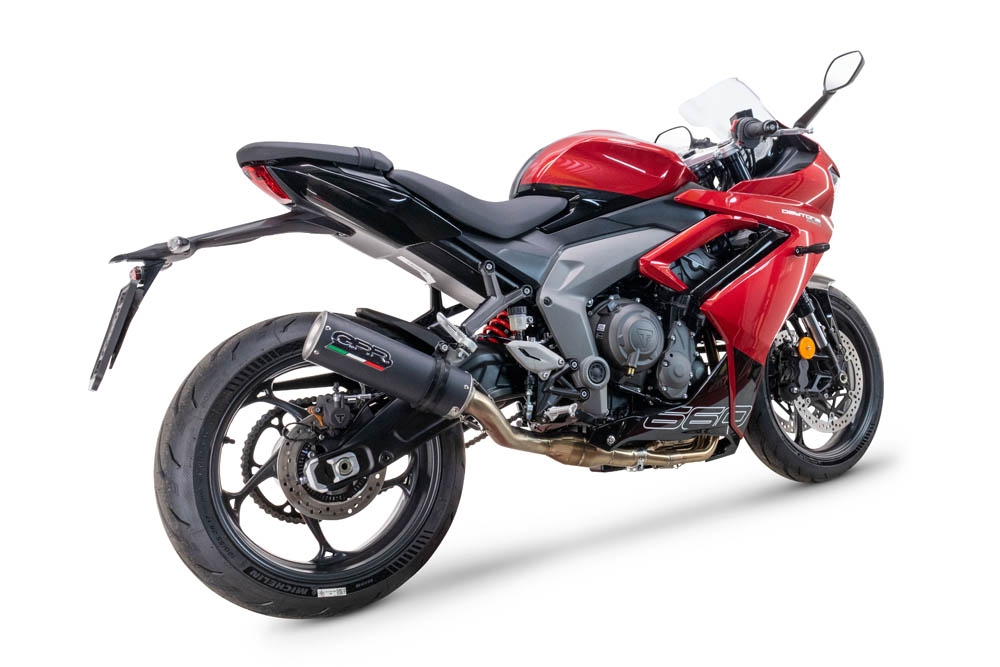 Escape compatível com Triumph Daytona 660 2023-2025, M3 Black Titanium, Escape racing linha completa, silencioso mais coletor com dbkiller, não homologado 