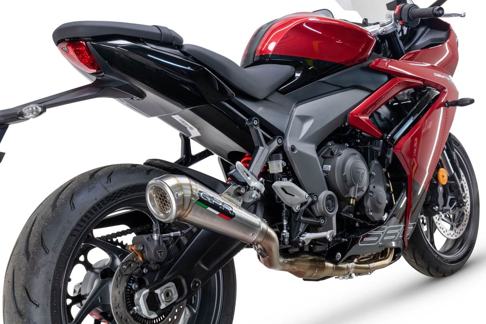 Escape compatível com Triumph Daytona 660 2023-2025, Powercone Evo, Escape racing linha completa, silencioso mais coletor com dbkiller, não homologado 