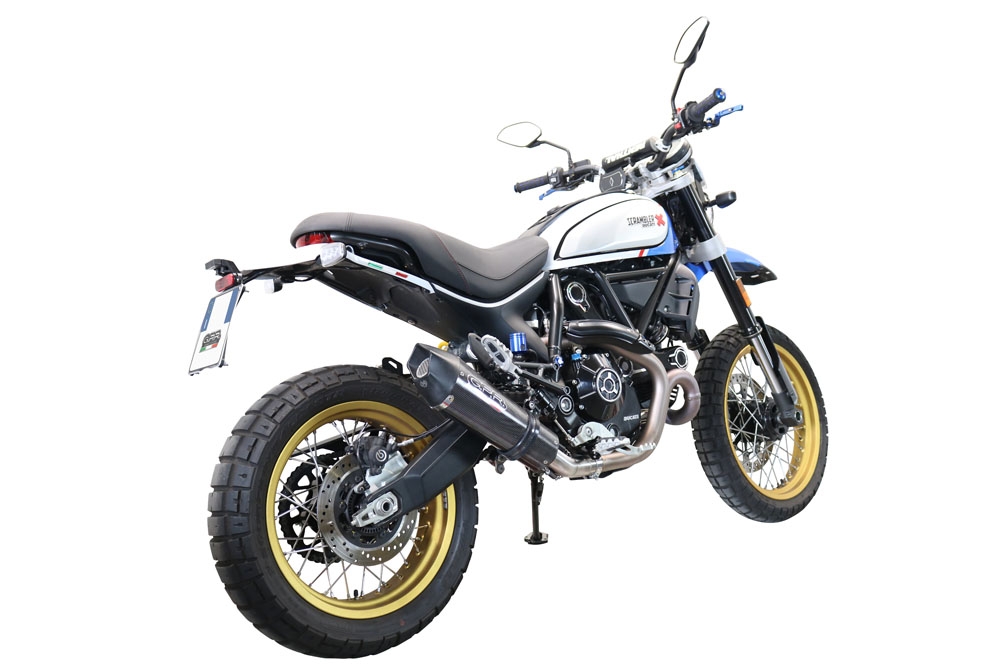 Escape compatível com Ducati Scrambler 800 Desert Sled -DS Fasthouse 2021-2024, GP Evo4 Poppy, Escape legal, homologado, silenciador com catalisador, db killer removível e tubo de ligação específico 