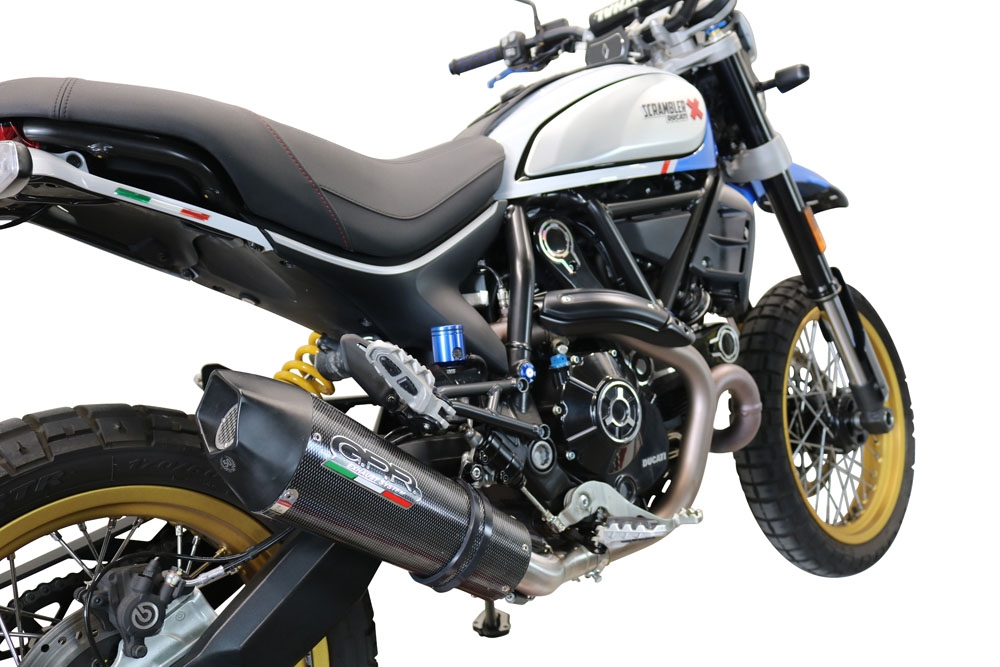 Escape compatível com Ducati Scrambler 800 Desert Sled -DS Fasthouse 2021-2024, GP Evo4 Poppy, Escape legal, homologado, silenciador com catalisador, db killer removível e tubo de ligação específico 