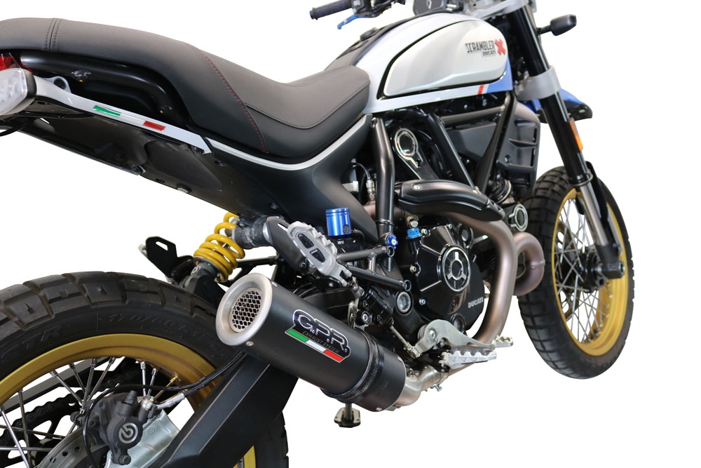 Escape compatível com Ducati Scrambler 800 Icon -Icon Dark 2021-2022, M3 Black Titanium, Escape legal, homologado, silenciador com catalisador, db killer removível e tubo de ligação específico 