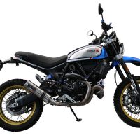 Escape compatível com Ducati Scrambler 800 Desert Sled -DS Fasthouse 2021-2024, M3 Titanium Natural, Escape legal, homologado, silenciador com catalisador, db killer removível e tubo de ligação específico 