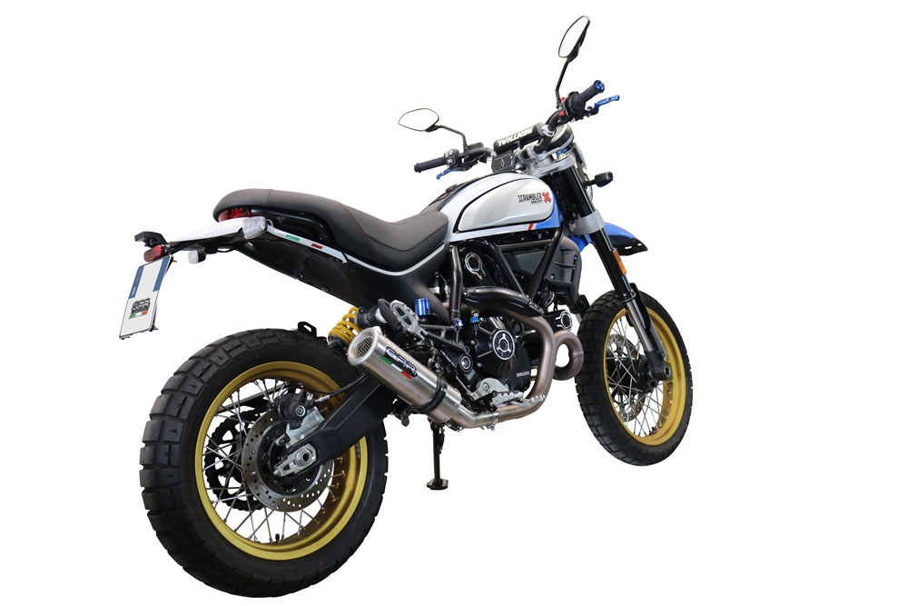 Escape compatível com Ducati Scrambler 800 Urban Motard 2021-2023, M3 Titanium Natural, Escape legal, homologado, silenciador com catalisador, db killer removível e tubo de ligação específico 