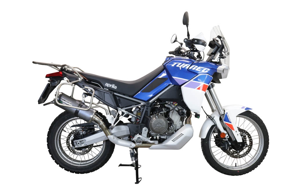 Escape compatível com Aprilia Tuareg 660 2021-2024, Dual Poppy, Escape legal, homologado, silenciador com db killer removível e tubo de ligação específico 