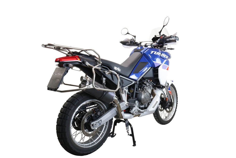 Escape compatível com Aprilia Tuareg 660 2021-2024, Dual Poppy, Escape legal, homologado, silenciador com db killer removível e tubo de ligação específico 