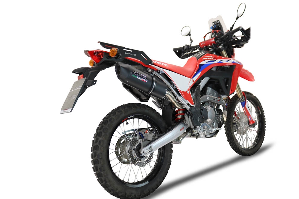 Escape compatível com Honda Crf 300 L - Rally 2021-2024, Furore Evo4 Nero, Escape legal, homologado, silenciador com catalisador, db killer removível e tubo de ligação específico 