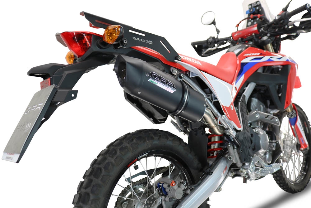 Escape compatível com Honda Crf 300 L - Rally 2021-2024, Furore Evo4 Nero, Escape legal, homologado, silenciador com catalisador, db killer removível e tubo de ligação específico 