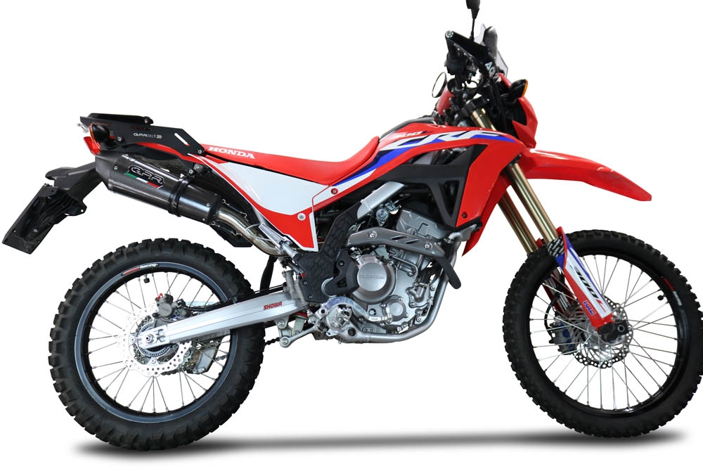 Escape compatível com Honda Crf 300 L - Rally 2021-2024, GP Evo4 Poppy, Escape legal, homologado, silenciador com catalisador, db killer removível e tubo de ligação específico 