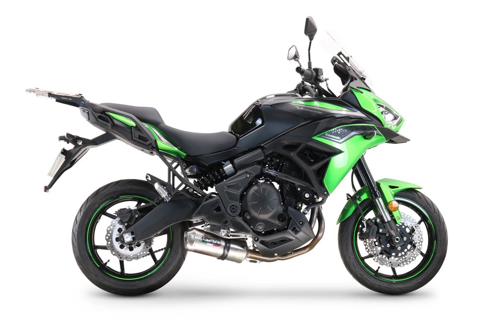 Escape compatível com Kawasaki Versys 650 2021-2022, Satinox, Sistema homologado com catalisador linha completa, silencioso mais coletor 