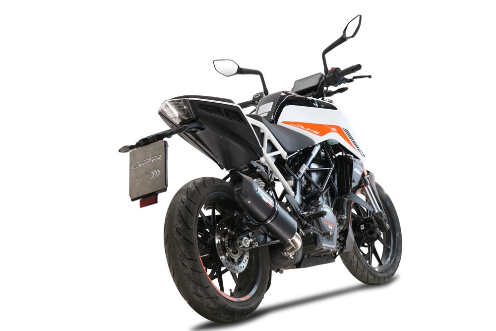 Escape compatível com Ktm Duke 125 2021-2023, Furore Evo4 Nero, Escape legal, homologado, silenciador com db killer removível e tubo de ligação específico 