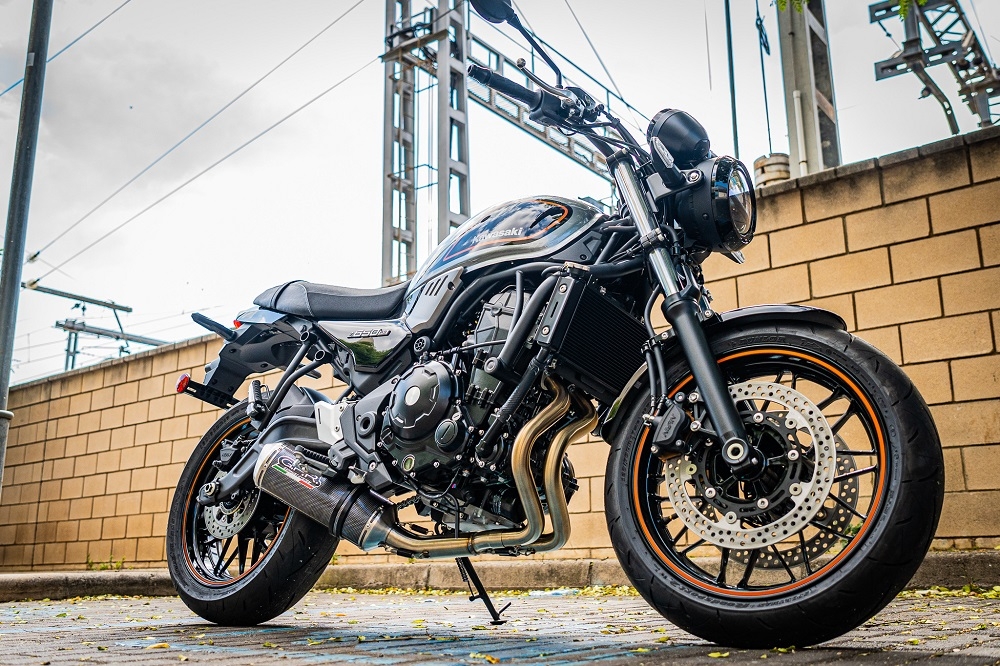 Escape compatível com Kawasaki Z 650 RS 2021-2023, Satinox Poppy , Silenciador homologado para ruído, com catalisador, linha completa 