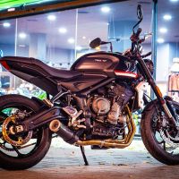 Escape compatível com Triumph Trident 660 2021-2024, M3 Black Titanium, Sistema homologado com catalisador linha completa, silencioso mais coletor 