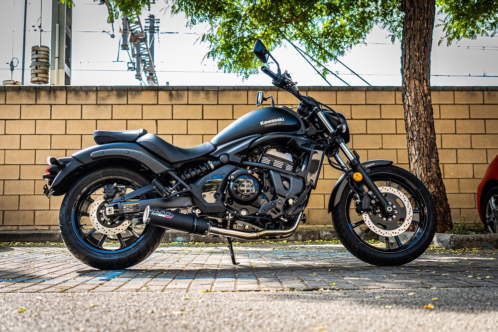 Escape compatível com Kawasaki Vulcan 650 S 2017-2020, M3 Black Titanium, Sistema homologado com catalisador linha completa, silencioso mais coletor 