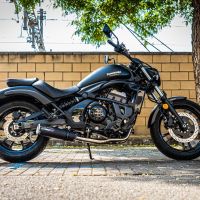 Escape compatível com Kawasaki Vulcan 650 S 2017-2020, M3 Black Titanium, Sistema homologado com catalisador linha completa, silencioso mais coletor 