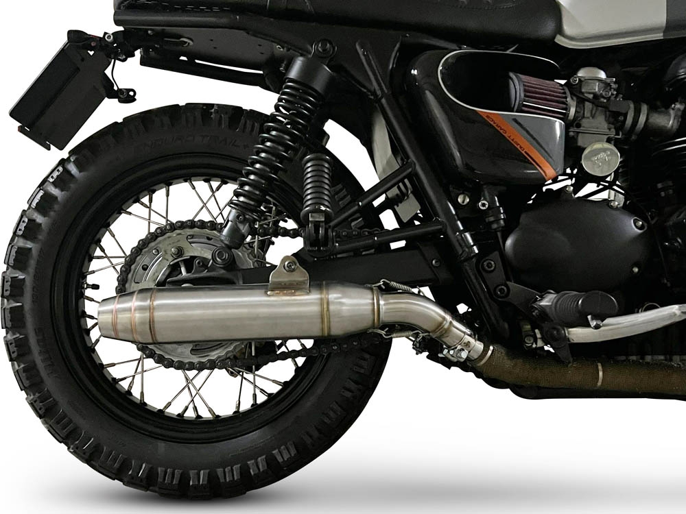 Escape compatível com Triumph BONNEVILLE T100 2001-2014, Deeptone Inox, Par de terminais de exaustão aprovados, com db killer removível, catalisadores e tubo de conexão específico 