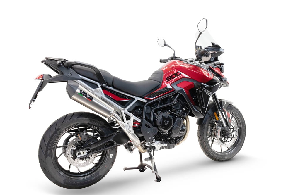 Escape compatível com Triumph Tiger 900 GT / Pro / Rally Pro 2024-2025, GP Evo4 Titanium, Escape legal, homologado, silenciador com db killer removível e tubo de ligação específico 