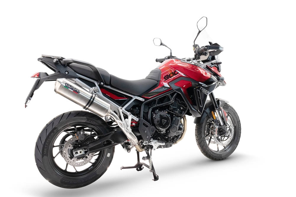 Escape compatível com Triumph Tiger 900 GT / Pro / Rally Pro 2024-2025, Satinox , Escape legal, homologado, silenciador com db killer removível e tubo de ligação específico 